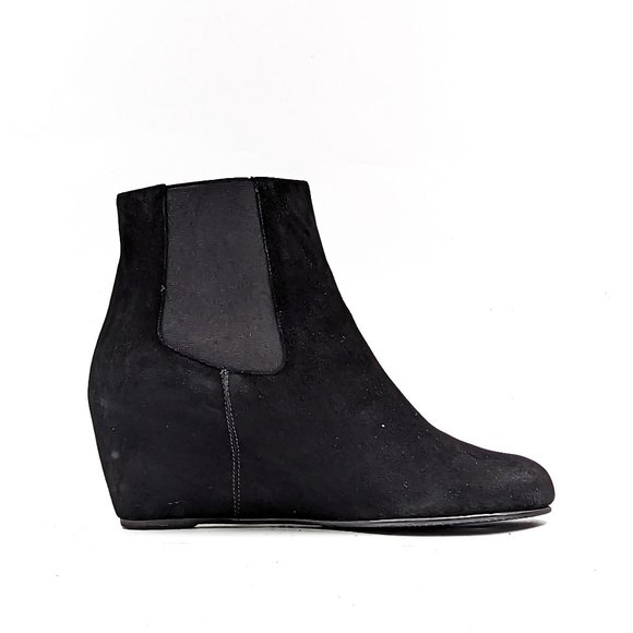 Stuart Weitzman Women Black Suede Dressy Office Wedge Ankle boots size 9.5 - Picture 11 of 12